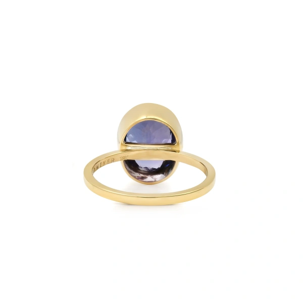 Jennifer Meyer Bezel Set Tanzanite Ring in 18K Yellow Gold | Fine Rings | Coveti
