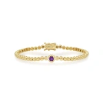 Jennifer Meyer Bezel Tennis Bracelet With Illusion Set Amethyst Center in 18K Yellow Gold | Fine Bracelets | Coveti