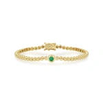 Jennifer Meyer Bezel Tennis Bracelet With Illusion Set Emerald Center in 18K Yellow Gold | Fine Bracelets | Coveti