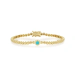 Jennifer Meyer Bezel Tennis Bracelet With Illusion Set Turquoise Center in 18K Yellow Gold | Fine Bracelets | Coveti