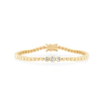 Jennifer Meyer Bezel Tennis Bracelet with 3 Illusion Set Diamonds in 18K Yellow Gold | Fine Bracelets | Coveti