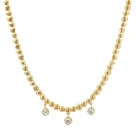 Jennifer Meyer Bezel Tennis Necklace With 3 Medium Illusion Set Diamonds in 18K Yellow Gold | Fine Necklaces | Coveti