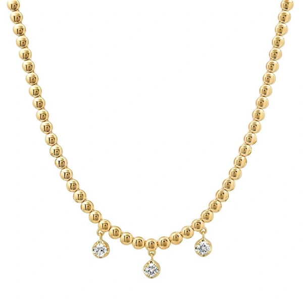 Jennifer Meyer Bezel Tennis Necklace With 3 Medium Illusion Set Diamonds in 18K Yellow Gold | Fine Necklaces | Coveti