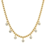 Jennifer Meyer Bezel Tennis Necklace With 7 Medium Illusion Set Diamonds in 18K Yellow Gold | Fine Necklaces | Coveti