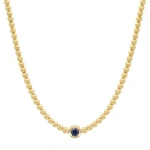 Jennifer Meyer Bezel Tennis Necklace With Illusion Set Blue Sapphire Center in 18K Yellow Gold | Fine Necklaces | Coveti