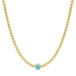Jennifer Meyer Bezel Tennis Necklace With Illusion Set Turquoise Center in 18K Yellow Gold | Fine Necklaces | Coveti