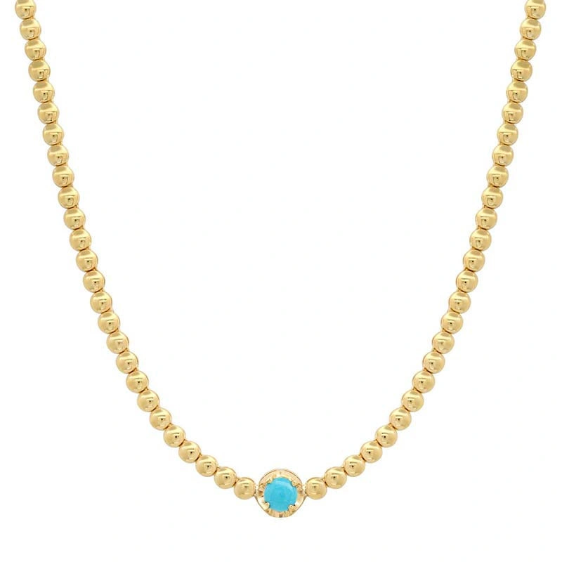 Jennifer Meyer Bezel Tennis Necklace With Illusion Set Turquoise Center in 18K Yellow Gold Jennifer Meyer Bezel Tennis Necklace With Illusion Set Turquoise Center in 18K Yellow Gold | Fine Necklaces | Coveti