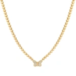 Jennifer Meyer Bezel Tennis Necklace with Diamond Butterfly in 18K Yellow Gold | Fine Necklaces | Coveti