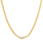 Jennifer Meyer Bezel Tennis Necklace with Graduated Diamond Center in 18K Yellow Gold | Fine Necklaces | Coveti