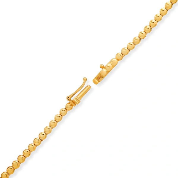 Jennifer Meyer Bezel Tennis Necklace with Graduated Diamond Center in 18K Yellow Gold | Fine Necklaces | Coveti