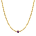 Jennifer Meyer Bezel Tennis Necklace with Illusion Set Amethyst Accent in 18K Yellow Gold | Fine Necklaces | Coveti