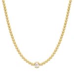 Jennifer Meyer Bezel Tennis Necklace with Illusion Set Diamond Accent in 18K Yellow Gold | Fine Necklaces | Coveti
