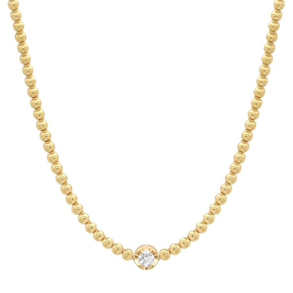 Jennifer Meyer Bezel Tennis Necklace with Illusion Set Diamond Accent in 18K Yellow Gold | Fine Necklaces | Coveti
