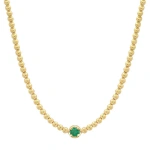 Jennifer Meyer Bezel Tennis Necklace with Illusion Set Emerald Center in 18K Yellow Gold | Fine Necklaces | Coveti