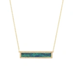 Jennifer Meyer Blue Boulder Opal Inlay Bar Necklace with Diamonds in 18K Yellow Gold | Fine Necklaces | Coveti