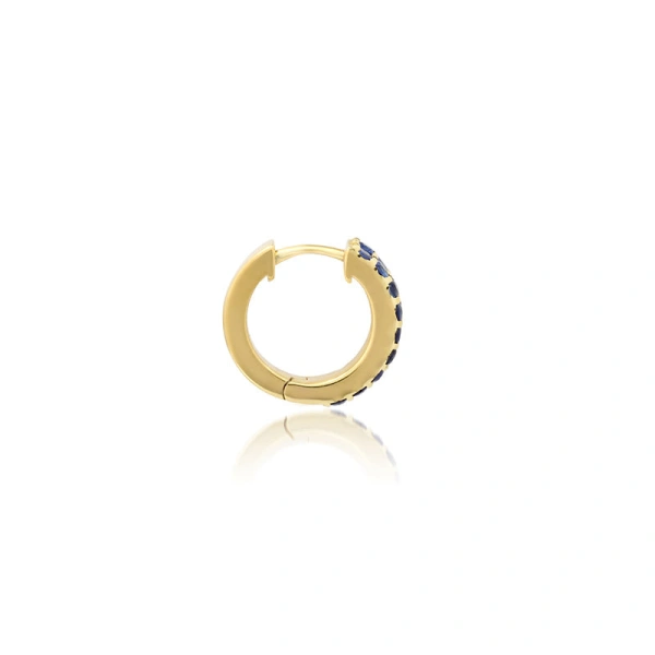 Jennifer Meyer Blue Sapphire Double Row Huggies in 18K Yellow Gold | Fine Earrings | Coveti