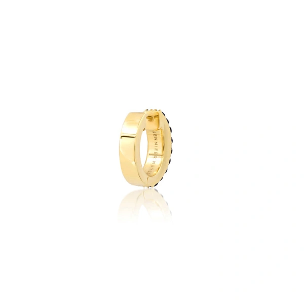 Jennifer Meyer Blue Sapphire Double Row Huggies in 18K Yellow Gold | Fine Earrings | Coveti