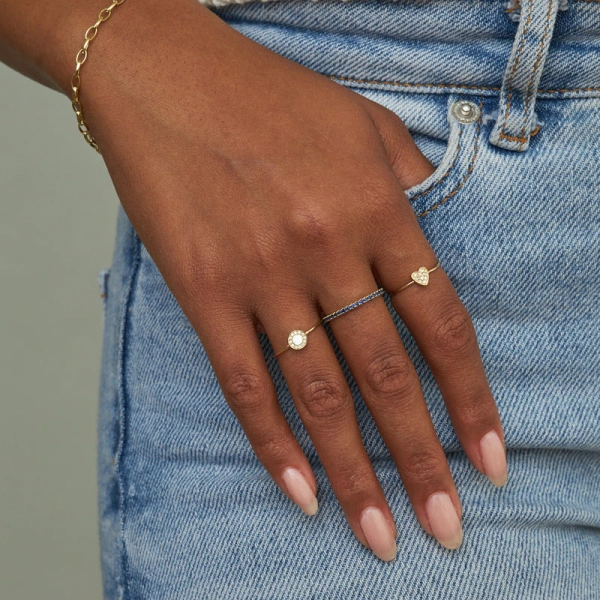 Jennifer Meyer Blue Sapphire Eternity Band in 18K Yellow Gold | Fine Rings | Coveti