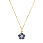 Jennifer Meyer Blue Sapphire Flower Necklace with Diamond Center in 18K Yellow Gold | Fine Necklaces | Coveti