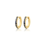 Jennifer Meyer Blue Sapphire Huggies in 18K Yellow Gold | Fine Earrings | Coveti