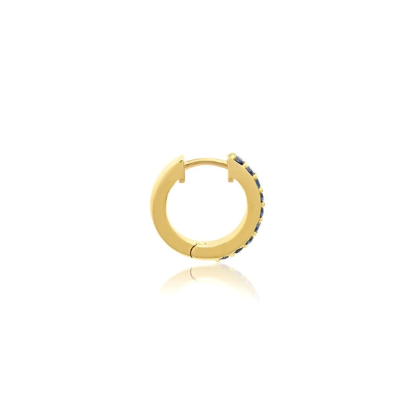 Jennifer Meyer Blue Sapphire Huggies in 18K Yellow Gold | Fine Earrings | Coveti