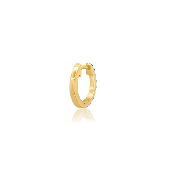 Jennifer Meyer Blue Sapphire Huggies in 18K Yellow Gold | Fine Earrings | Coveti