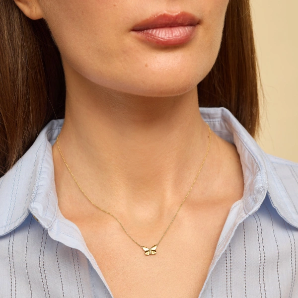 Jennifer Meyer Butterfly Necklace in 18K Yellow Gold | Fine Necklaces | Coveti