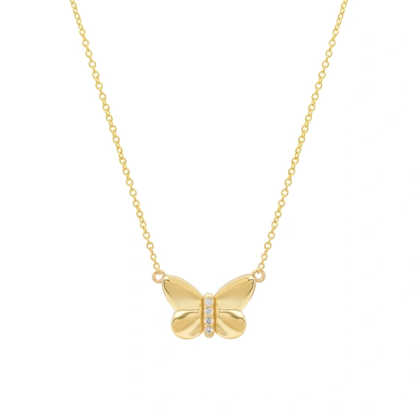 Jennifer Meyer Butterfly Necklace in 18K Yellow Gold | Fine Necklaces | Coveti