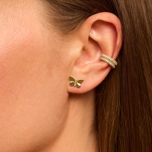 Jennifer Meyer Butterfly Studs in 18K Yellow Gold | Fine Earrings | Coveti