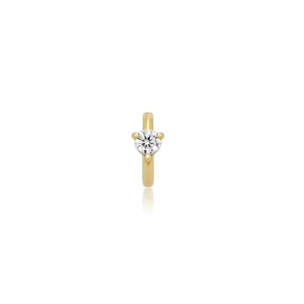 Jennifer Meyer Cartilage Hoop With Brilliant Cut Diamond Accent in 18K Yellow Gold | Fine Earrings | Coveti