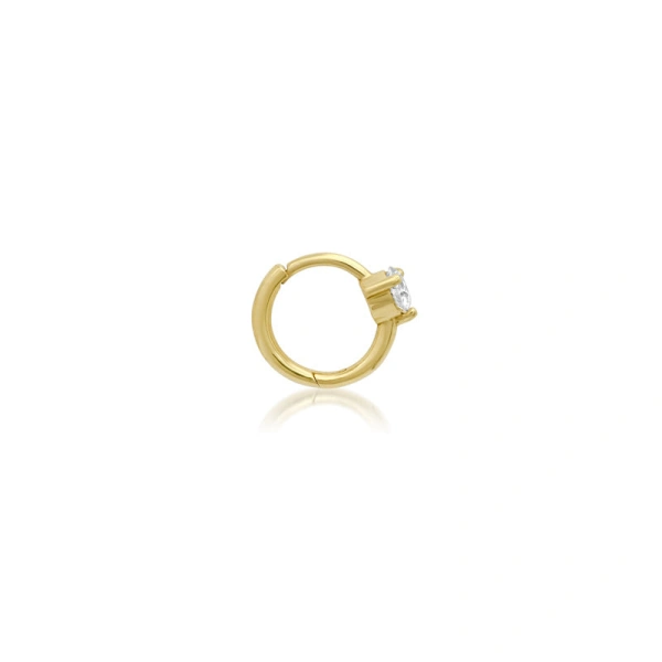 Jennifer Meyer Cartilage Hoop With Brilliant Cut Diamond Accent in 18K Yellow Gold | Fine Earrings | Coveti