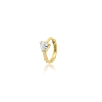 Jennifer Meyer Cartilage Hoop With Heart Cut Diamond Accent in 18K Yellow Gold | Fine Earrings | Coveti