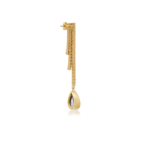 Jennifer Meyer Cascading 4 Prong Diamond Tennis Studs with Tanzanite Drops in 18K Yellow Gold | Fine Earrings | Coveti