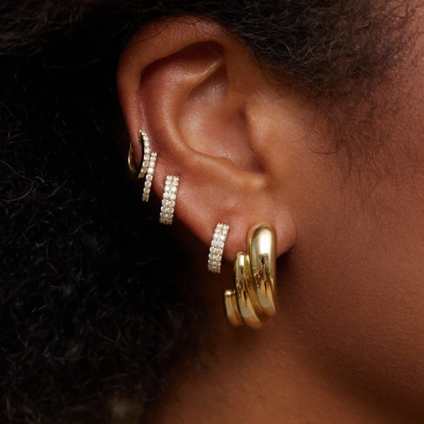 Jennifer Meyer Cascading Dome Studs in 18K Yellow Gold | Fine Earrings | Coveti
