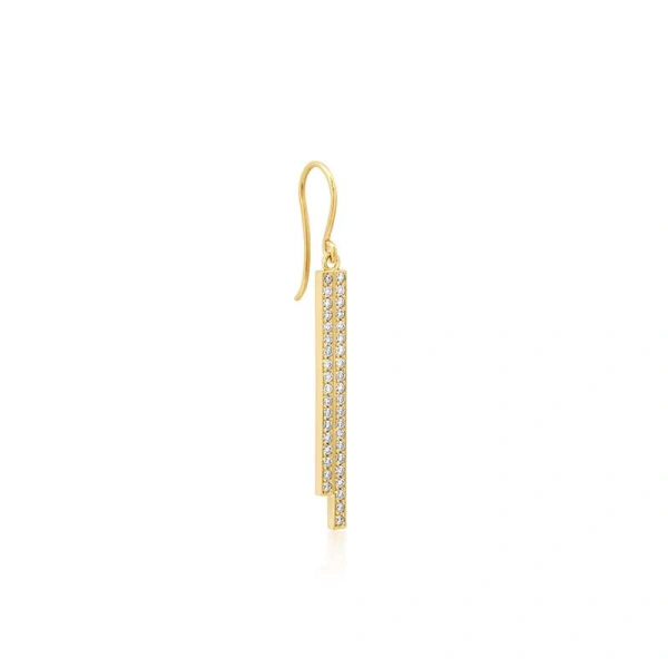 Jennifer Meyer Cascading Double Diamond Stick Earrings in 18K Yellow Gold | Fine Earrings | Coveti