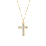 Jennifer Meyer Channel Set Diamond Baguette Cross Necklace in 18K Yellow Gold | Fine Necklaces | Coveti