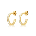 Jennifer Meyer Channel Set Diamond Baguette Hoops in 18K Yellow Gold | Fine Earrings | Coveti
