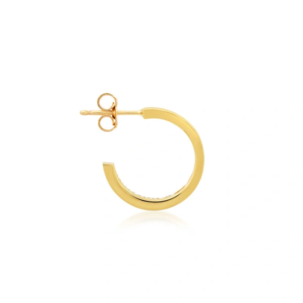 Jennifer Meyer Channel Set Diamond Baguette Hoops in 18K Yellow Gold | Fine Earrings | Coveti