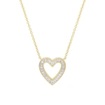 Jennifer Meyer Channel Set Diamond Baguette Open Heart Necklace in 18K Yellow Gold | Fine Necklaces | Coveti