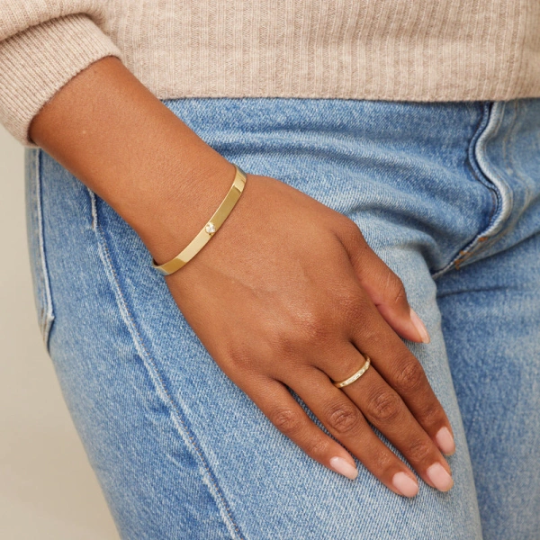 Jennifer Meyer Channel Set Diamond Baguette Ring in 18K Yellow Gold | Fine Rings | Coveti