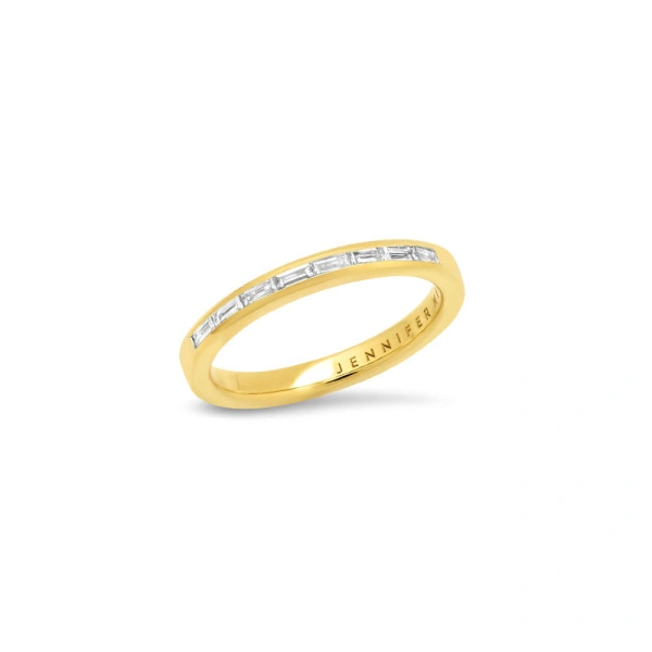 Jennifer Meyer Channel Set Diamond Baguette Ring in 18K Yellow Gold | Fine Rings | Coveti
