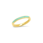 Jennifer Meyer Channel Set Turquoise Baguette Ring in 18K Yellow Gold | Fine Rings | Coveti