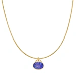 Jennifer Meyer Collar Necklace with Oval Tanzanite Pendant in 18K Yellow Gold | Fine Necklaces | Coveti