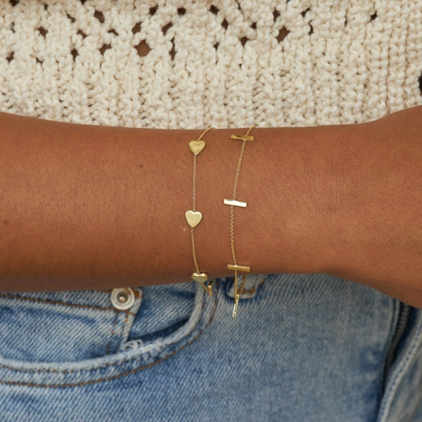 Jennifer Meyer Cross Bar Bracelet in 14K Yellow Gold | Fine Bracelets | Coveti