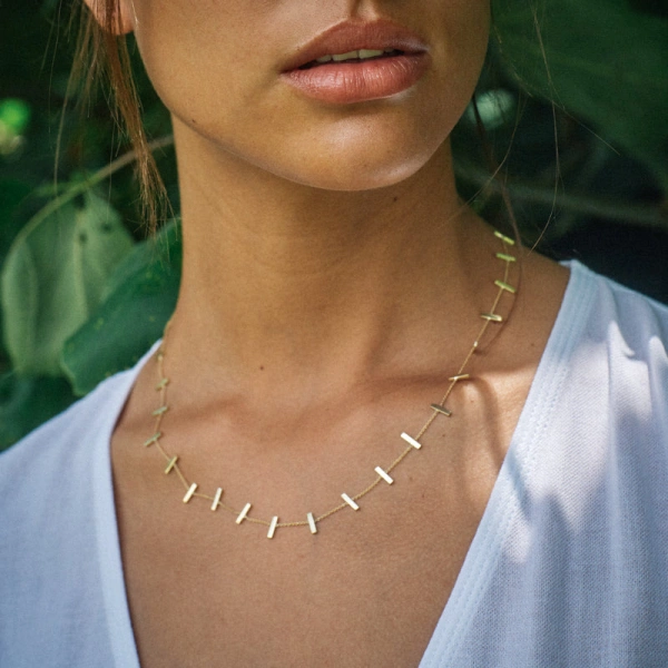 Jennifer Meyer Cross Bar Necklace in 18K Yellow Gold | Fine Necklaces | Coveti
