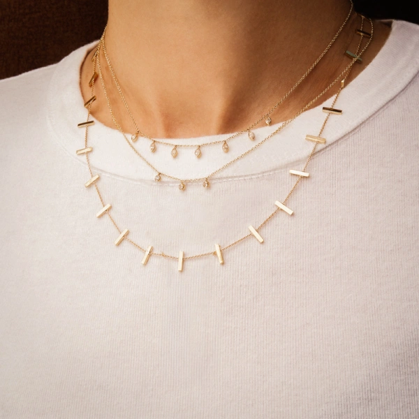 Jennifer Meyer Cross Bar Necklace in 18K Yellow Gold | Fine Necklaces | Coveti