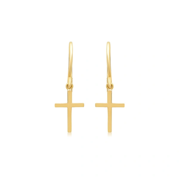 Jennifer Meyer Cross Earrings in 18K Yellow Gold | Fine Earrings | Coveti