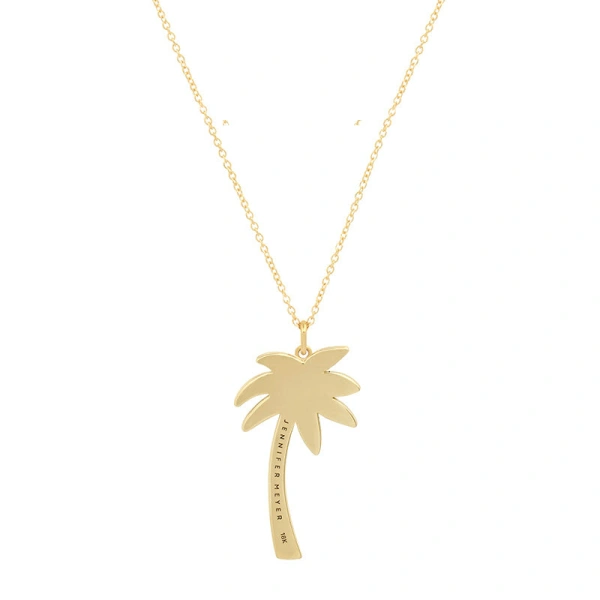 Jennifer Meyer Diamond And Emerald Palm Tree Necklace in 18K Yellow Gold | Fine Necklaces | Coveti