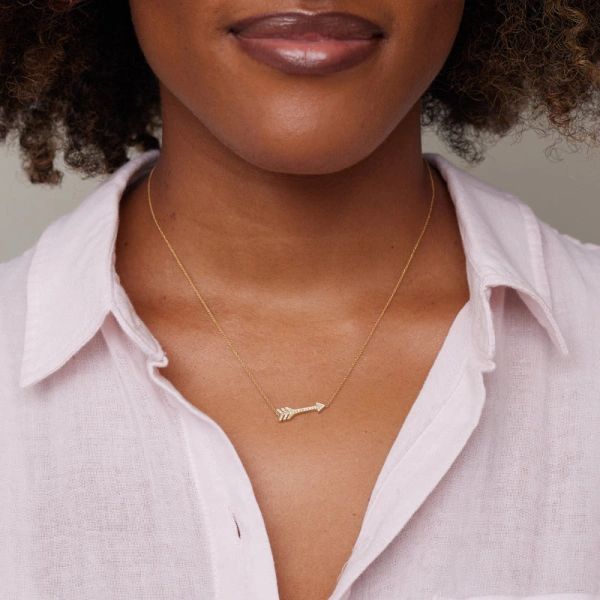 Jennifer Meyer Diamond Arrow Necklace in 18K Yellow Gold | Fine Necklaces | Coveti