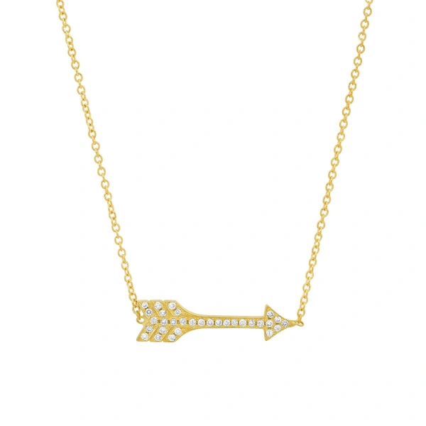 Jennifer Meyer Diamond Arrow Necklace in 18K Yellow Gold | Fine Necklaces | Coveti